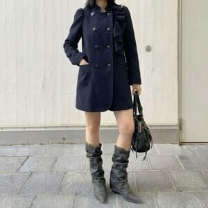 Gothic Victorian Military Jacket Ruffle Front Coquette Grunge